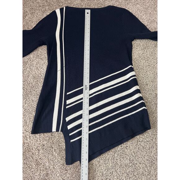 Chico's Women's M‎ Nautical Coastal Preppy Artsy Asymmetrical Hem Tunic Sweater - Picture 11 of 11